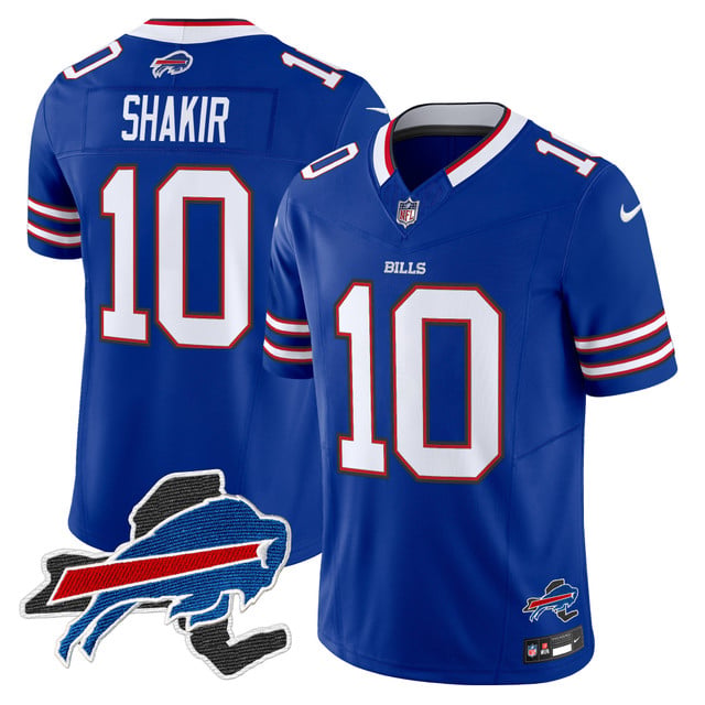 Men's Bills New York Patch Vapor Limited Jersey blue #10 Khalil Shakir