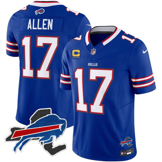 Men's Bills New York Patch Vapor Limited Jersey blue #17 Josh Allen