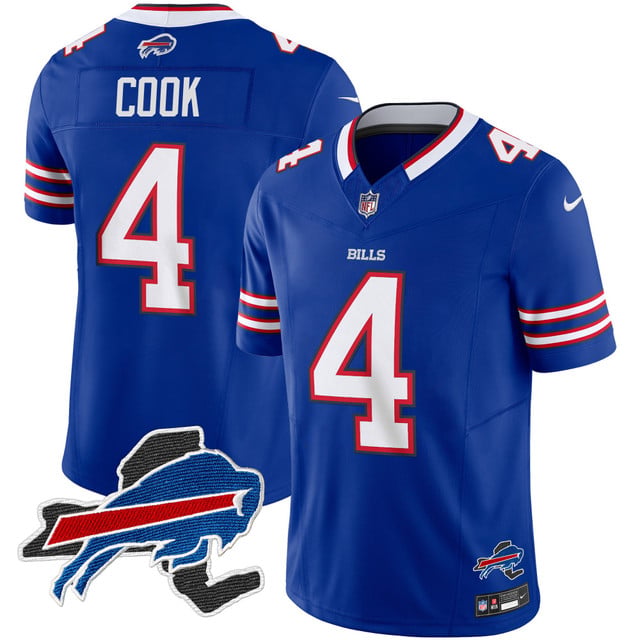 Men's Bills New York Patch Vapor Limited Jersey blue #4 James Cook