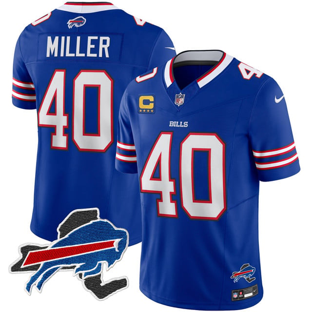 Men's Bills New York Patch Vapor Limited Jersey blue #40 Von Miller