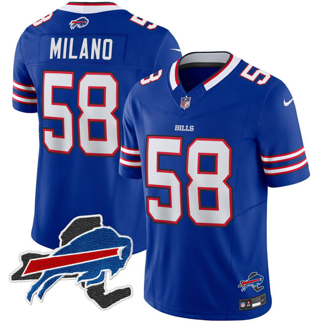 Men's Bills New York Patch Vapor Limited Jersey blue #58 Matt Milano