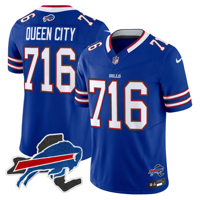 Men's Bills New York Patch Vapor Limited Jersey blue #716 QueenCity