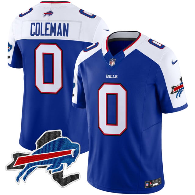 Men's Bills New York Patch Vapor Limited Jersey blue white #0 Keon Coleman