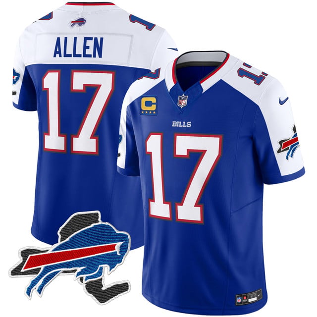 Men's Bills New York Patch Vapor Limited Jersey blue white #17 Josh Allen
