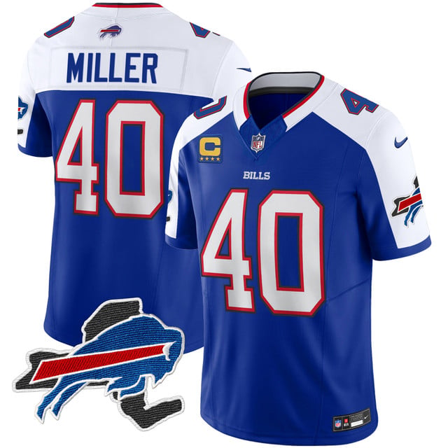 Men's Bills New York Patch Vapor Limited Jersey blue white #40 Von Miller