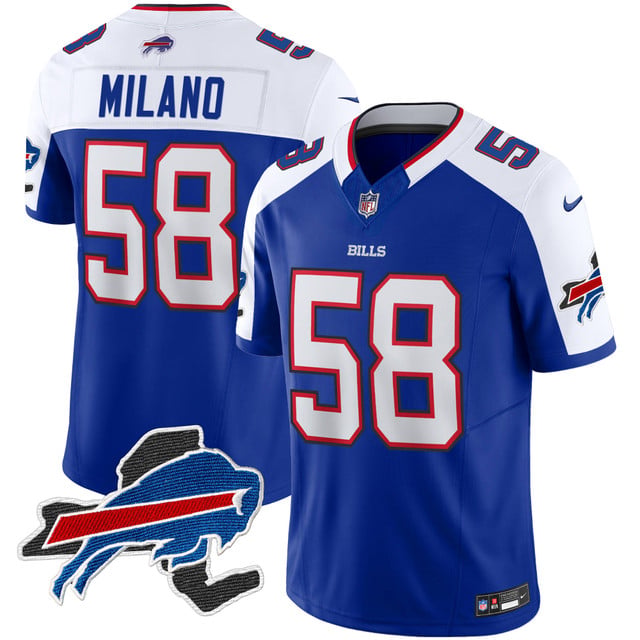 Men's Bills New York Patch Vapor Limited Jersey blue white #58 Matt Milano