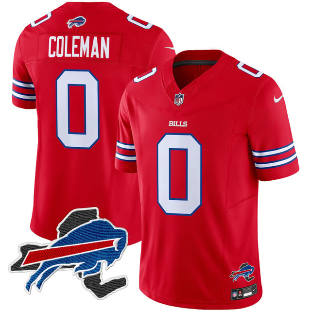 Men's Bills New York Patch Vapor Limited Jersey red #0 Keon Coleman