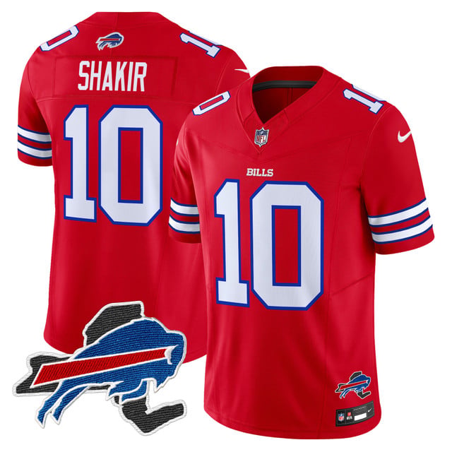 Men's Bills New York Patch Vapor Limited Jersey red #10 Khalil Shakir