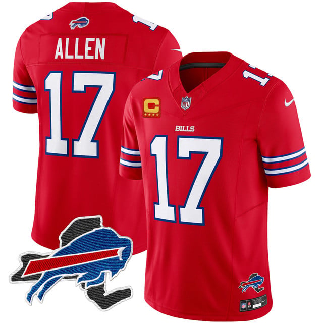 Men's Bills New York Patch Vapor Limited Jersey red #17 Josh Allen