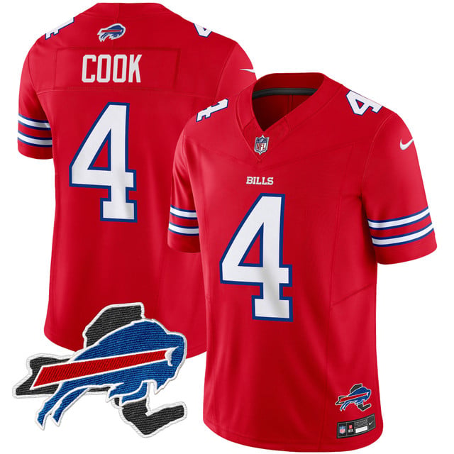 Men's Bills New York Patch Vapor Limited Jersey red #4 James Cook