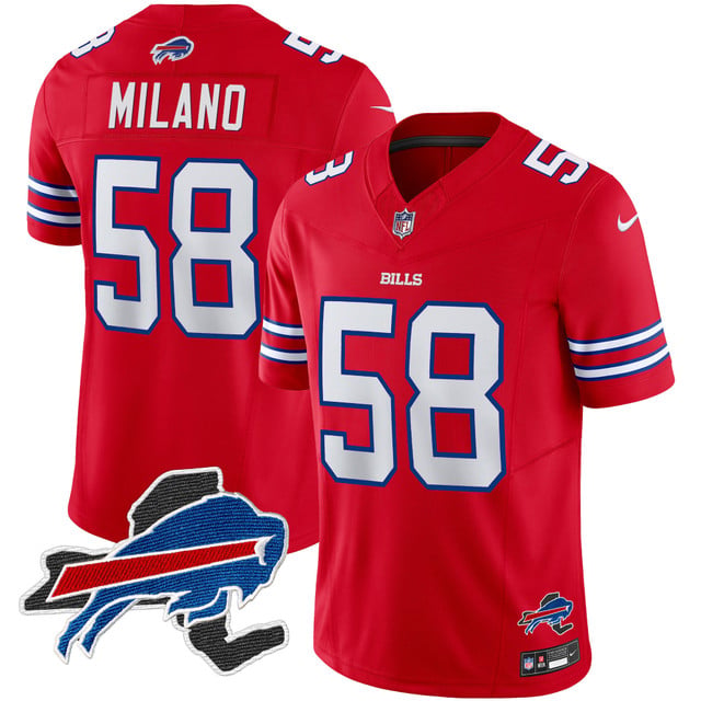 Men's Bills New York Patch Vapor Limited Jersey red #58 Matt Milano