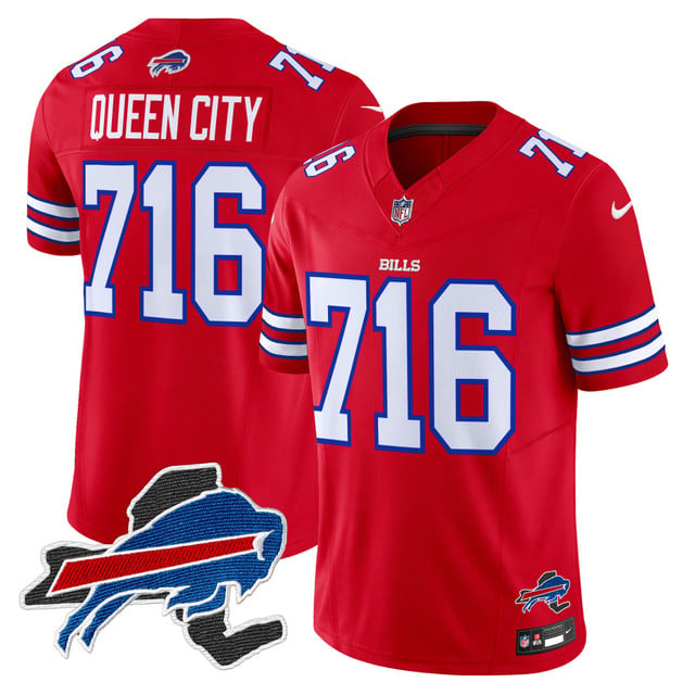 Men's Bills New York Patch Vapor Limited Jersey red #716 QueenCity