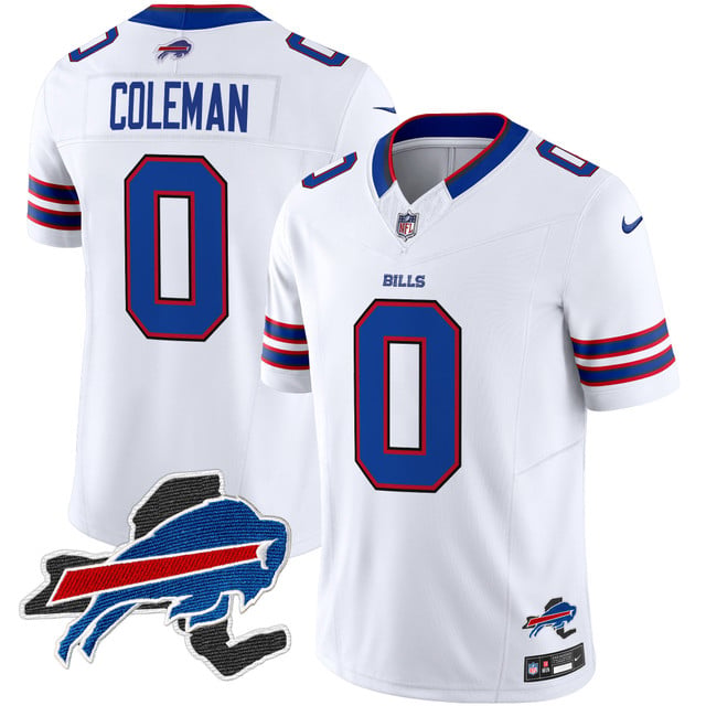 Men's Bills New York Patch Vapor Limited Jersey white #0 Keon Coleman
