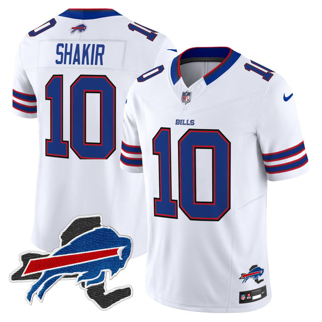 Men's Bills New York Patch Vapor Limited Jersey white #10 Khalil Shakir