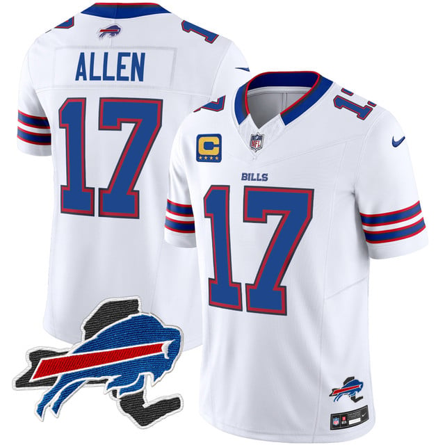 Men's Bills New York Patch Vapor Limited Jersey white #17 Josh Allen