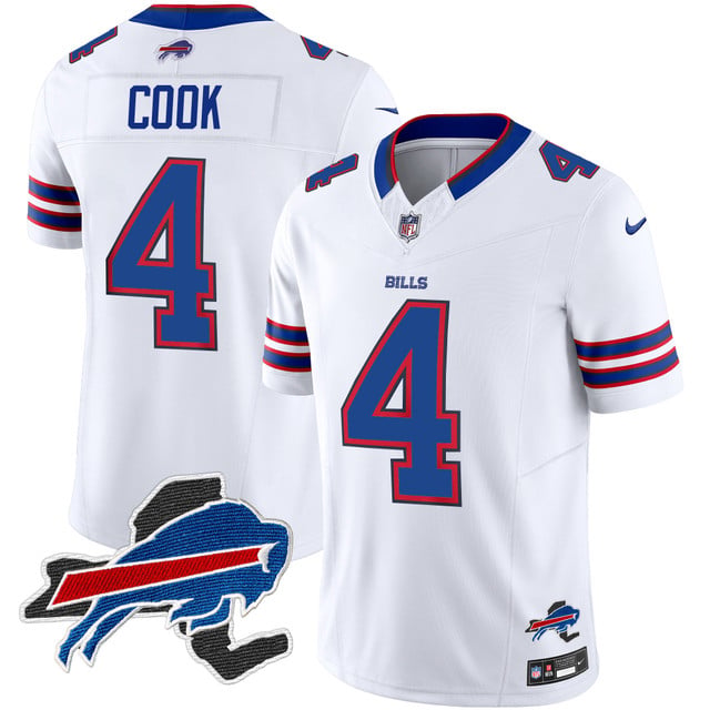 Men's Bills New York Patch Vapor Limited Jersey white #4 James Cook