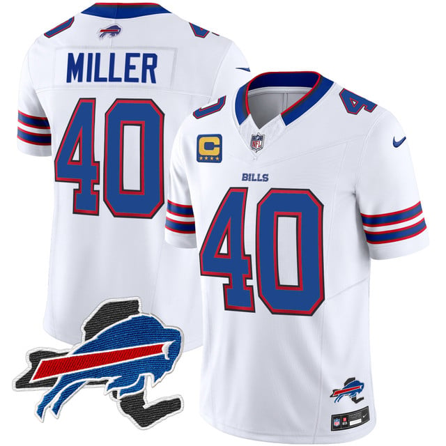 Men's Bills New York Patch Vapor Limited Jersey white #40 Von Miller