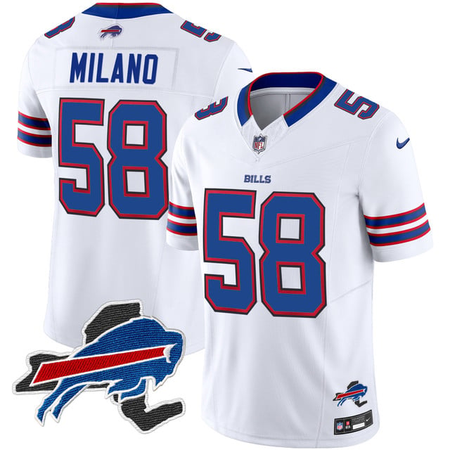 Men's Bills New York Patch Vapor Limited Jersey white #58 Matt Milano
