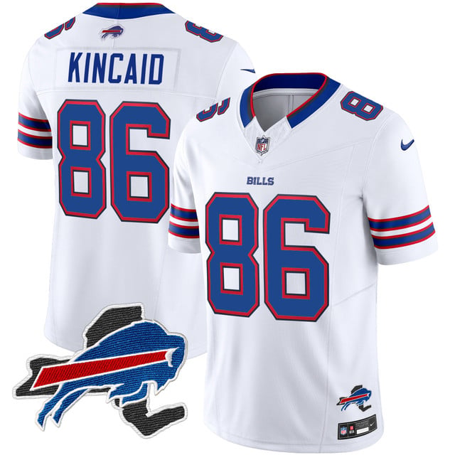 Men's Bills New York Patch Vapor Limited Jersey white #86 Dalton Kincaid