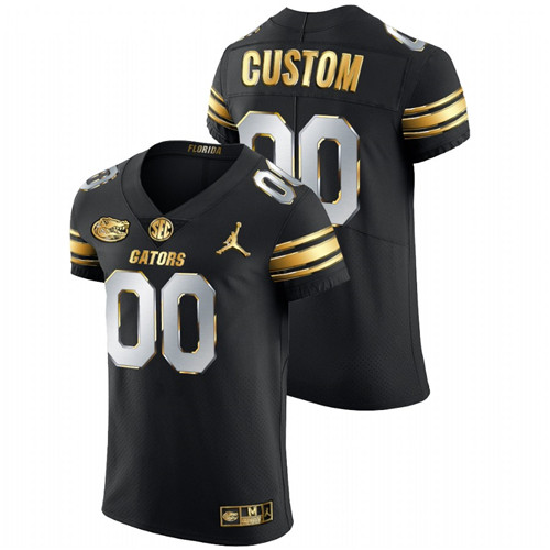 Men's Black Florida Gators Custom Golden Edition Authentic Jersey