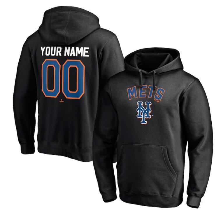 Men's Black New York Mets Cooperstown Winning Streak Alternate Personalized Name & Number Pullover Hoodie