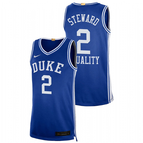 Men's Blue Duke Blue Devils DJ Steward Equality Social Justice Authentic Limited Basketball Jersey