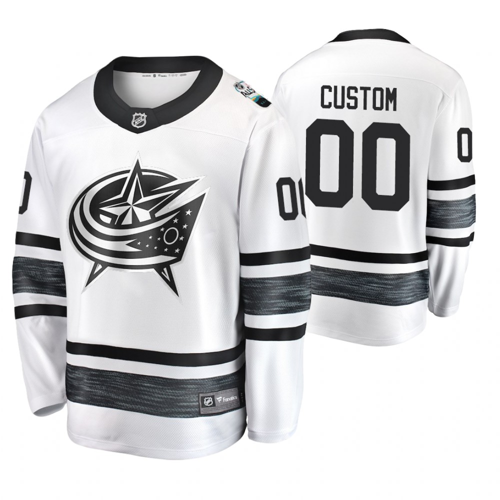 Men's Blue Jackets #00 Custom White 2019 NHL All-Star Jersey