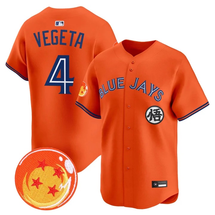 Men's Blue Jays x Dragon Ball Vapor Premier Limited Jersey #4 VEGETA