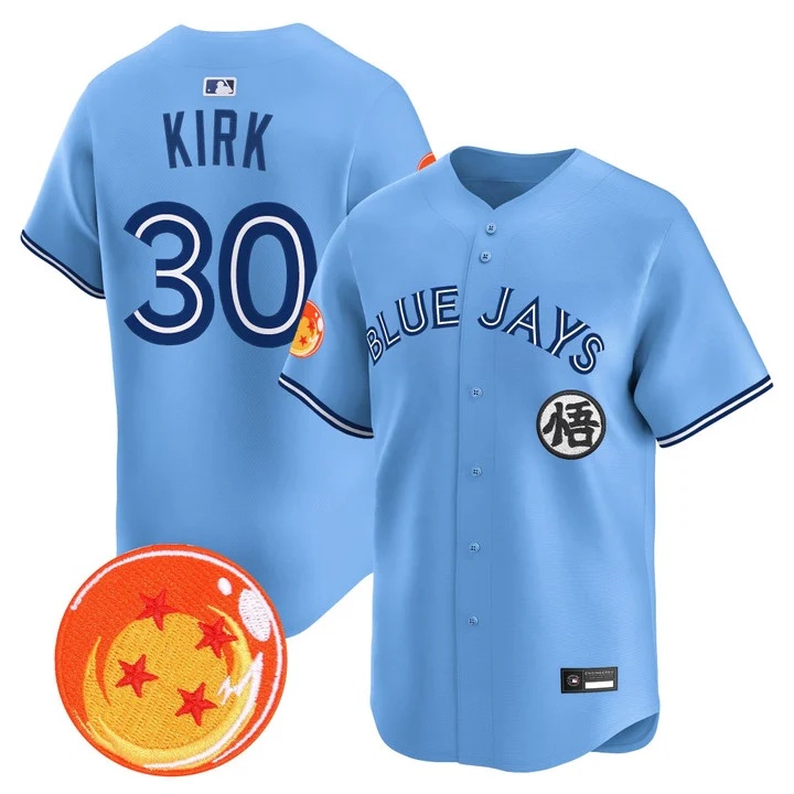 Men's Blue Jays x Dragon Ball Vapor Premier Limited Jersey BLUE #30 ALEJANDRO KIRK