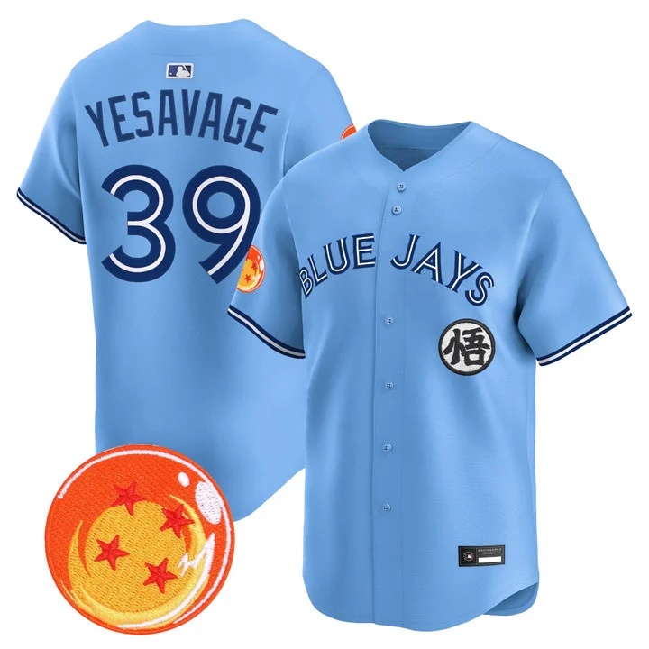 Men's Blue Jays x Dragon Ball Vapor Premier Limited Jersey BLUE #39 TREY YESAVAGE
