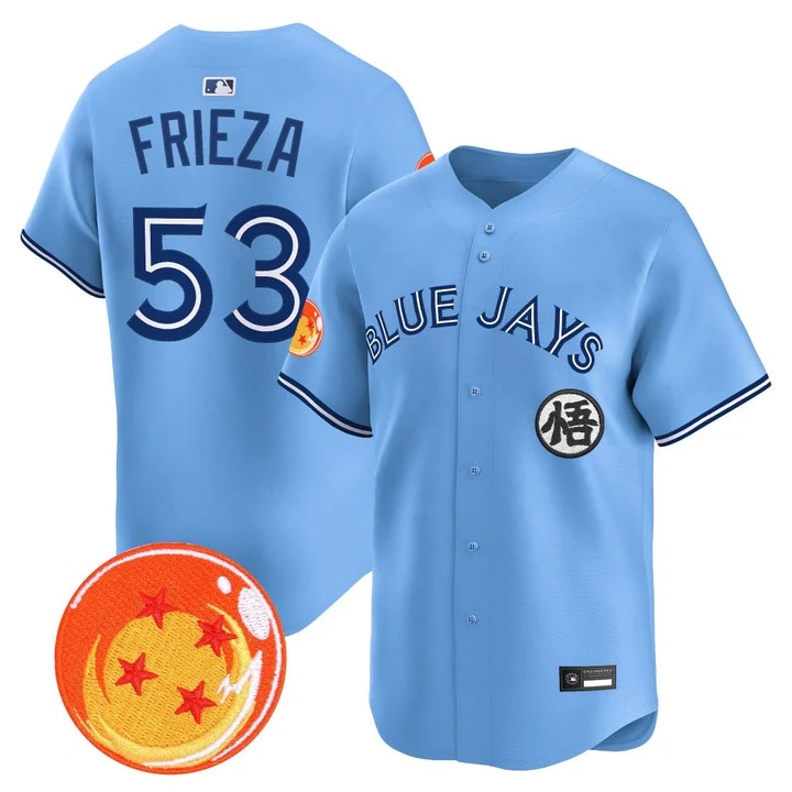 Men's Blue Jays x Dragon Ball Vapor Premier Limited Jersey BLUE #53 FRIEZA
