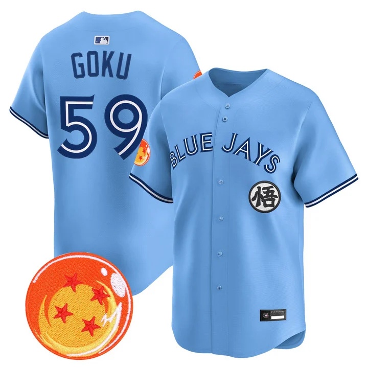 Men's Blue Jays x Dragon Ball Vapor Premier Limited Jersey BLUE #59 Son Goku