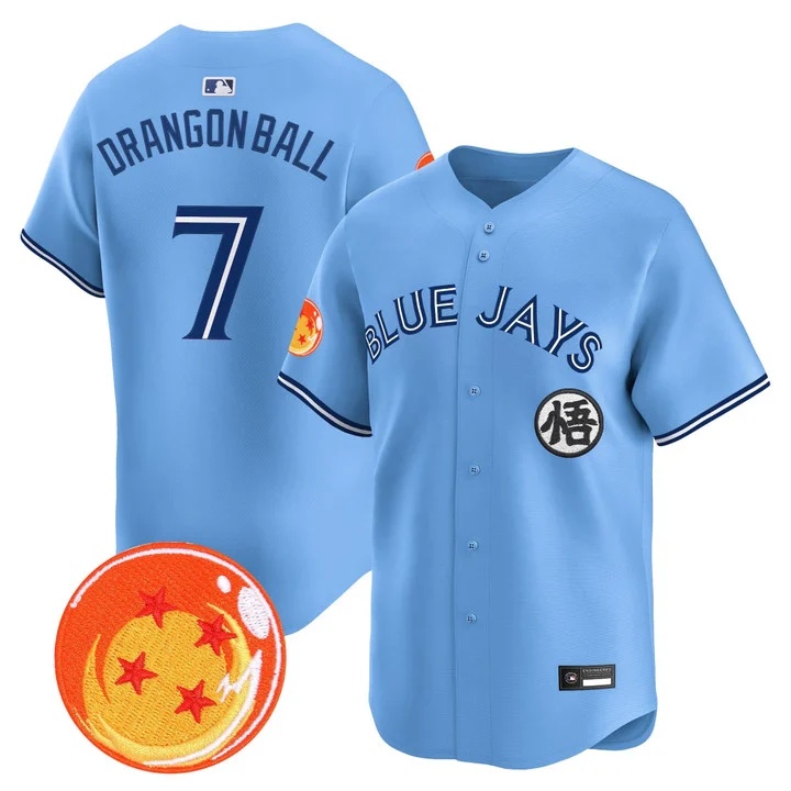 Men's Blue Jays x Dragon Ball Vapor Premier Limited Jersey BLUE #7 DRAGON BALL