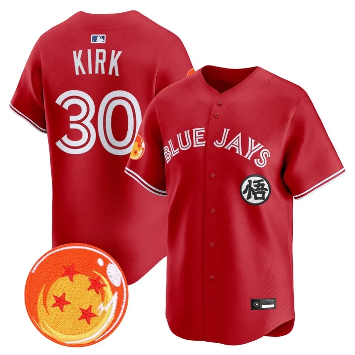 Men's Blue Jays x Dragon Ball Vapor Premier Limited Jersey RED #30 ALEJANDRO KIRK