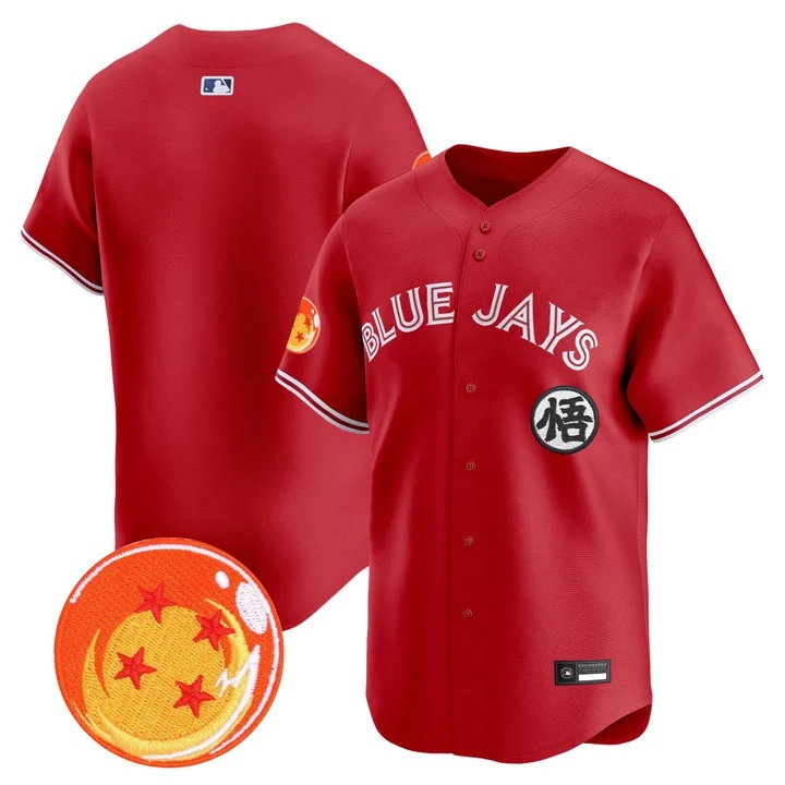 Men's Blue Jays x Dragon Ball Vapor Premier Limited Jersey RED BLANK