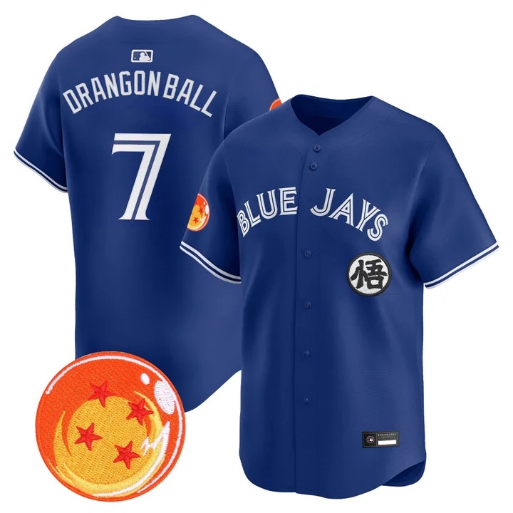 Men's Blue Jays x Dragon Ball Vapor Premier Limited Jersey ROYAL #7 DRAGON BALL