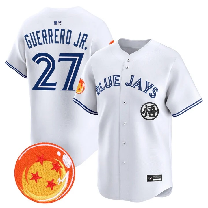 Men's Blue Jays x Dragon Ball Vapor Premier Limited Jersey WHITE #27 VLADIMIR GUERRERO JR.