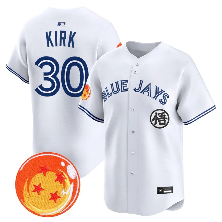 Men's Blue Jays x Dragon Ball Vapor Premier Limited Jersey WHITE #30 ALEJANDRO KIRK