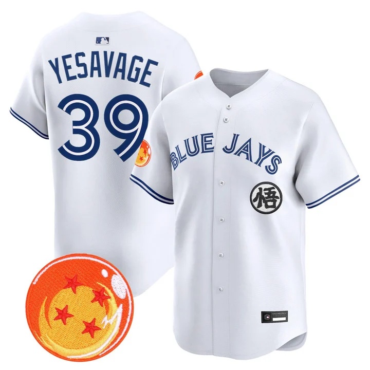Men's Blue Jays x Dragon Ball Vapor Premier Limited Jersey WHITE #39 TREY YESAVAGE