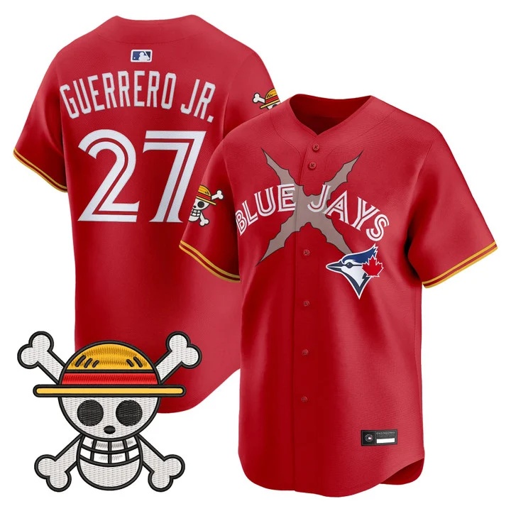 Men's Blue Jays x One Piece Vapor Premier Limited Jersey RED#27 VLADIMIR GUERRERO JR.