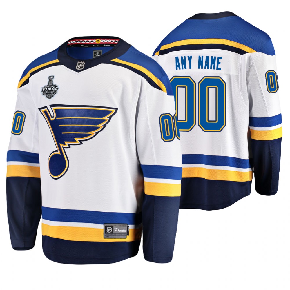 Men's Blues #00 Custom Stanley Cup Final Away Jersey