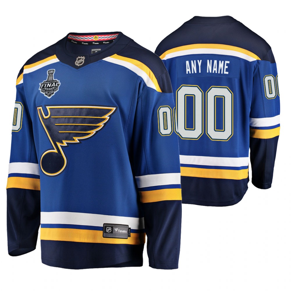 Men's Blues #00 Custom Stanley Cup Final Home Jersey