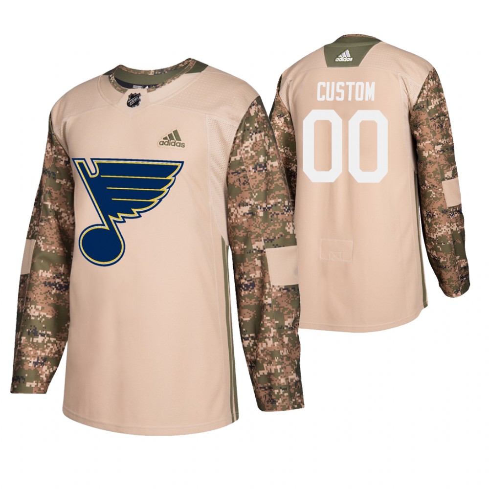 Men's Blues #00 Custom Veterans Day Jersey - Camo