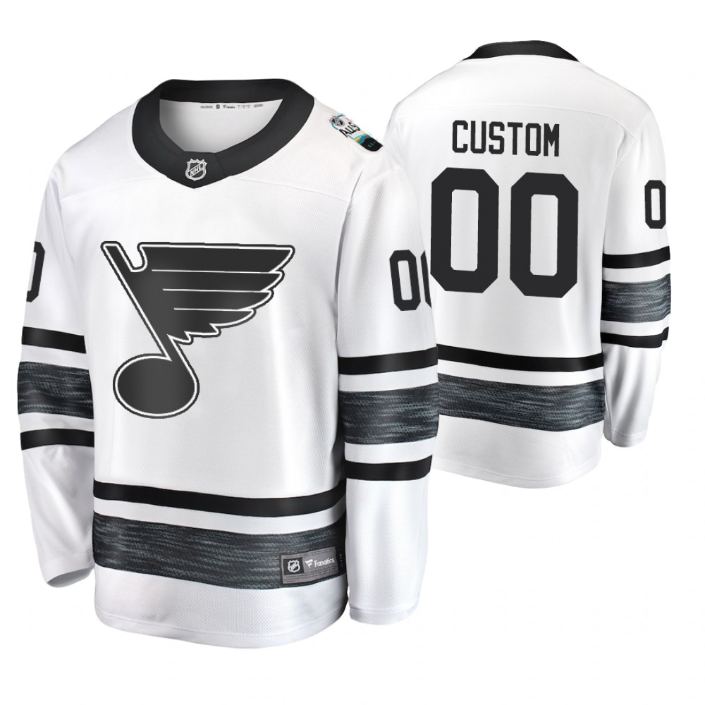 Men's Blues #00 Custom White 2019 NHL All-Star Jersey