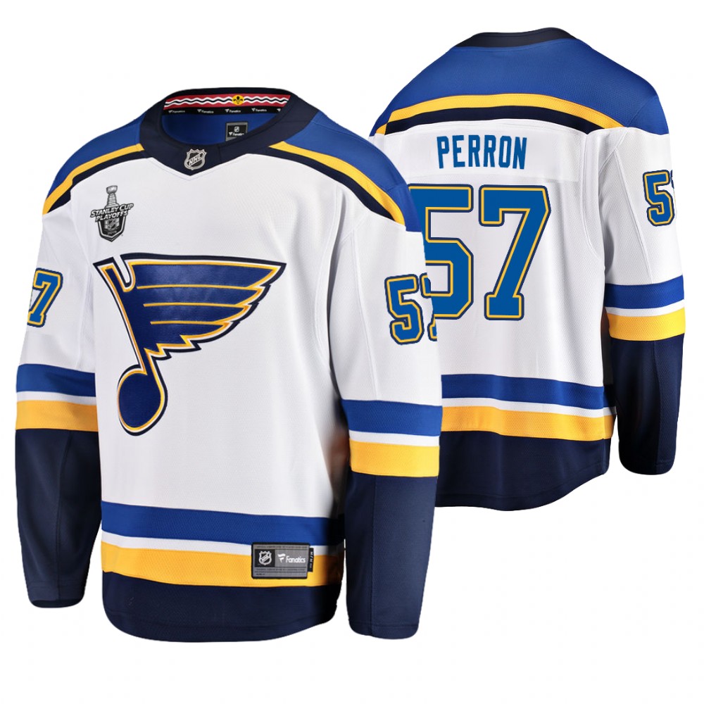 Men's Blues #57 David Perron Stanley Cup Playoffs Away Jersey