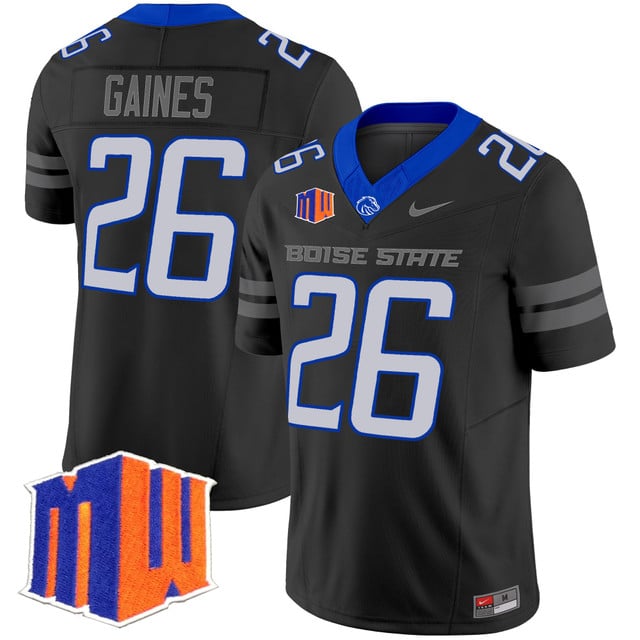Men's Boise State Broncos 2025 Vapor Limited Jersey BLACK#26 SIRE GAINES