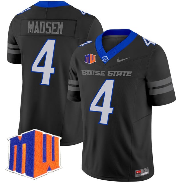 Men's Boise State Broncos 2025 Vapor Limited Jersey BLACK#4 MADDUX MADSEN
