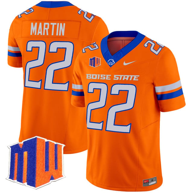 Men's Boise State Broncos 2025 Vapor Limited Jersey ORANGE#22 DOUG MARTIN