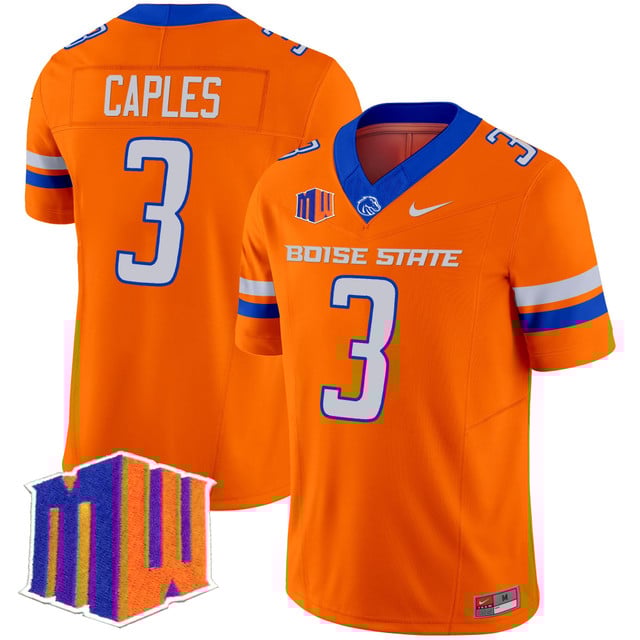 Men's Boise State Broncos 2025 Vapor Limited Jersey ORANGE#3 LATRELL CAPLES