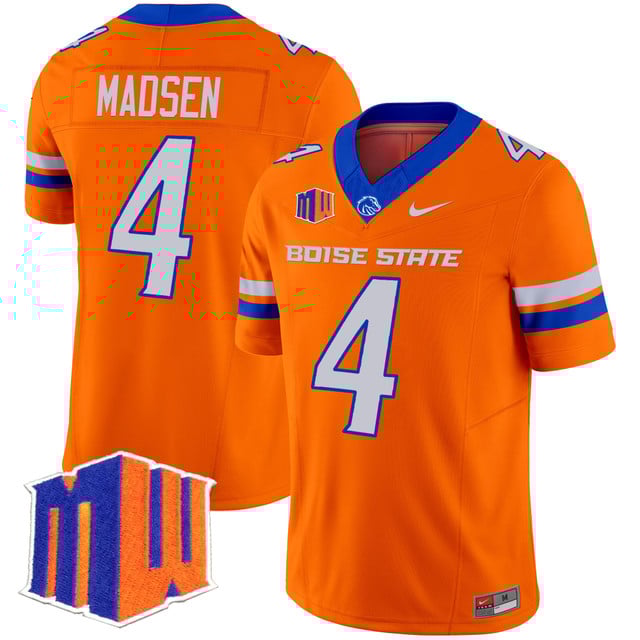 Men's Boise State Broncos 2025 Vapor Limited Jersey ORANGE#4 MADDUX MADSEN